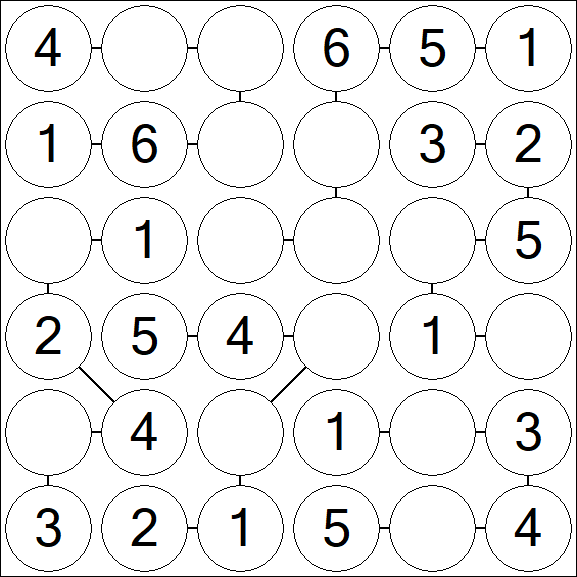 Chain Sudoku 6x6 - Easy