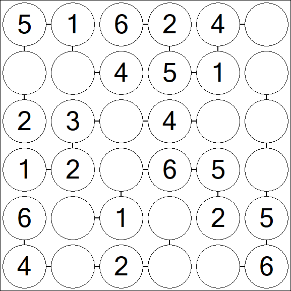 Chain Sudoku 6x6 - Simple