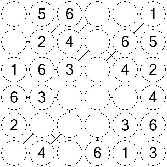 Chain Sudoku 6x6 - Simple