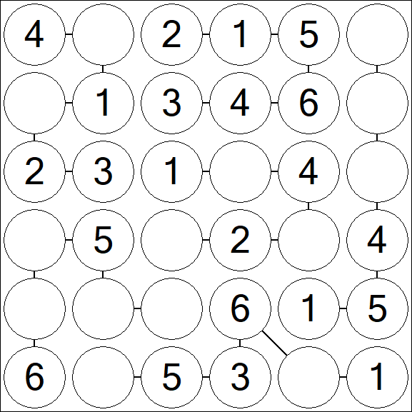 Chain Sudoku 6x6 - Simple