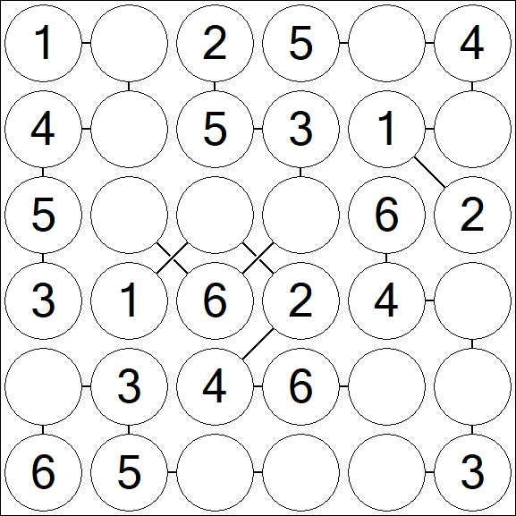 Chain Sudoku 6x6 - Simple