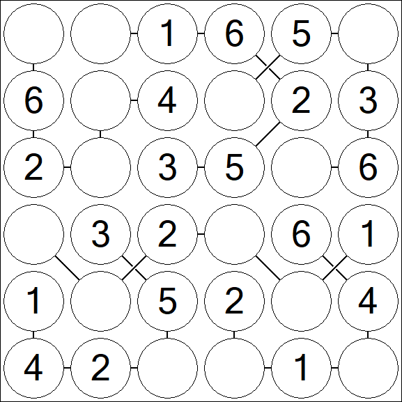 Chain Sudoku 6x6 - Simple