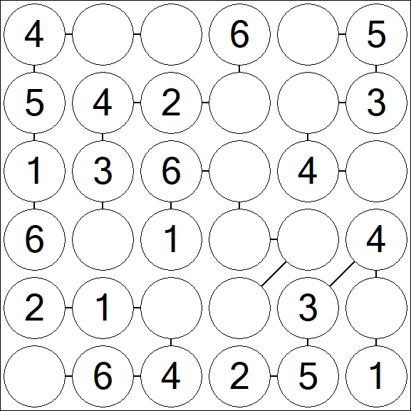 Chain Sudoku 6x6 - Simple