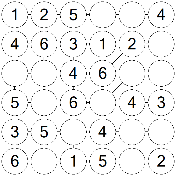 Chain Sudoku 6x6 - Simple