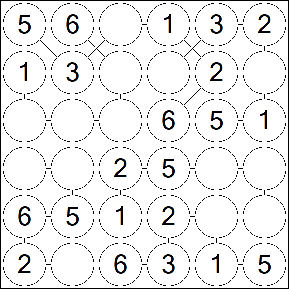 Chain Sudoku 6x6 - Simple