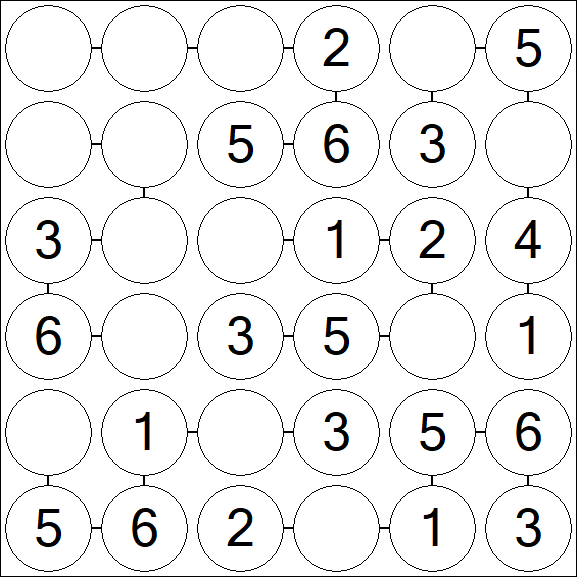 Chain Sudoku 6x6 - Simple