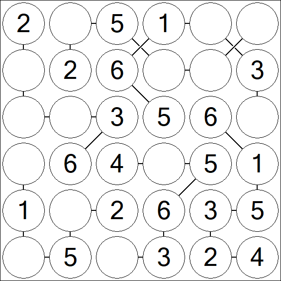 Chain Sudoku 6x6 - Simple