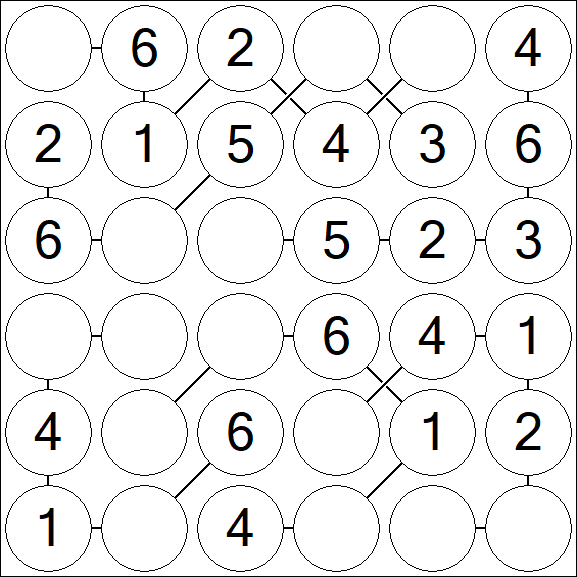 Chain Sudoku 6x6 - Simple
