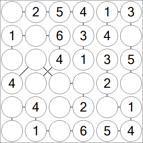 Chain Sudoku 6x6 - Simple
