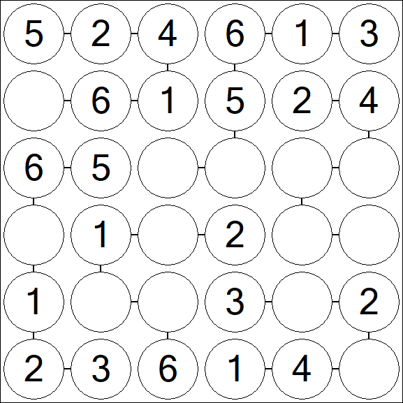 Chain Sudoku 6x6 - Simple