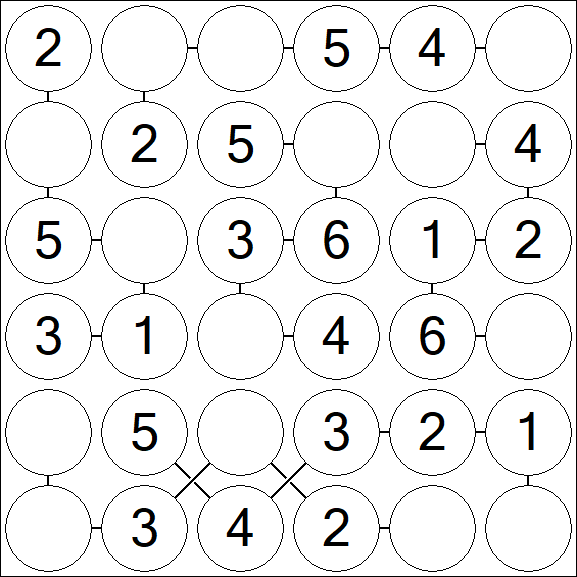 Chain Sudoku 6x6 - Simple