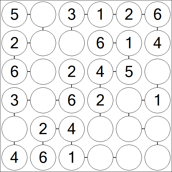 Chain Sudoku 6x6 - Simple