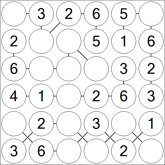 Chain Sudoku 6x6 - Simple