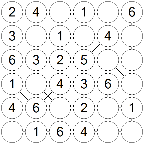 Chain Sudoku 6x6 - Simple