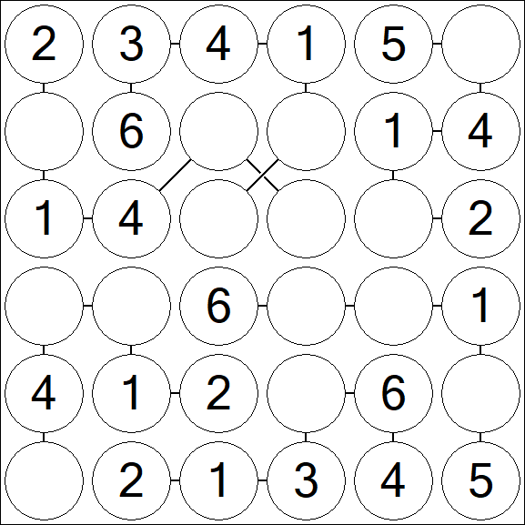 Chain Sudoku 6x6 - Simple