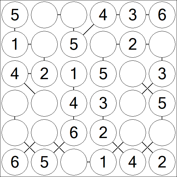 Chain Sudoku 6x6 - Simple