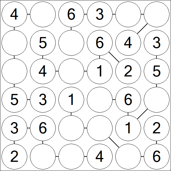 Chain Sudoku 6x6 - Simple