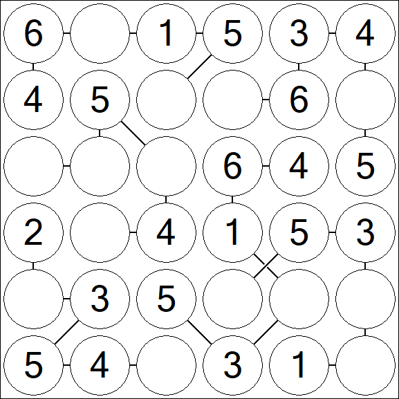 Chain Sudoku 6x6 - Simple
