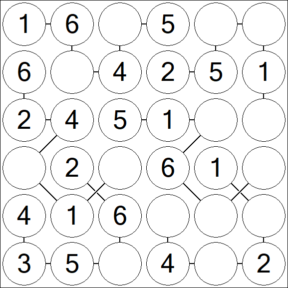 Chain Sudoku 6x6 - Simple