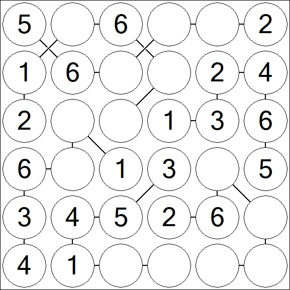 Chain Sudoku 6x6 - Simple