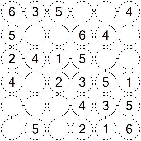 Chain Sudoku 6x6 - Simple