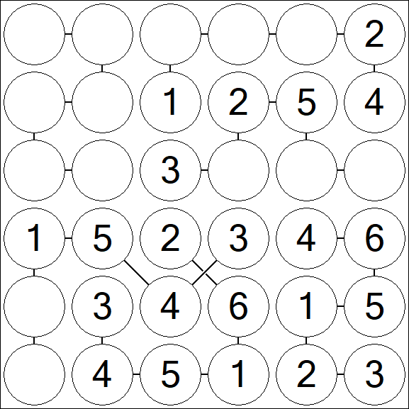 Chain Sudoku 6x6 - Simple