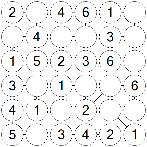 Chain Sudoku 6x6 - Simple