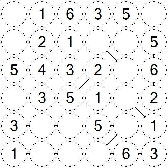 Chain Sudoku 6x6 - Simple