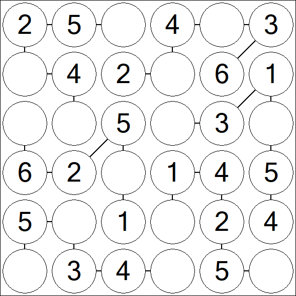 Chain Sudoku 6x6 - Simple