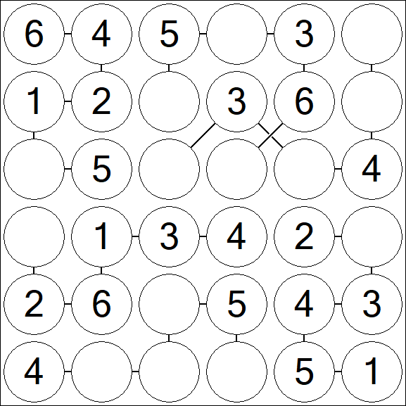 Chain Sudoku 6x6 - Simple