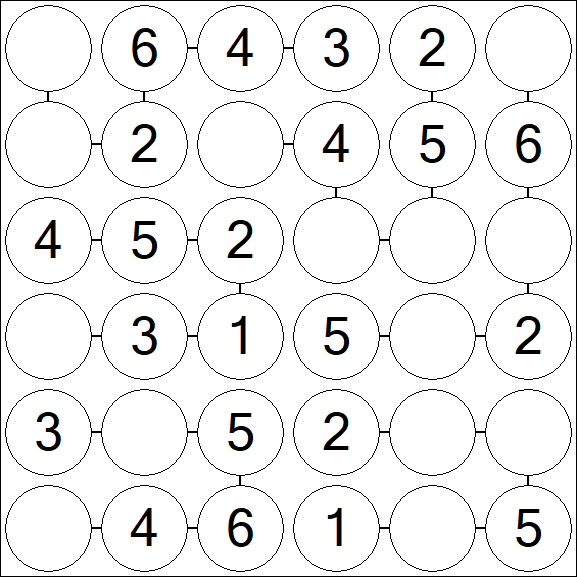 Chain Sudoku 6x6 - Simple