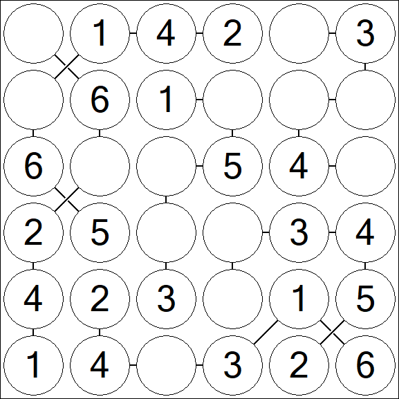 Chain Sudoku 6x6 - Simple