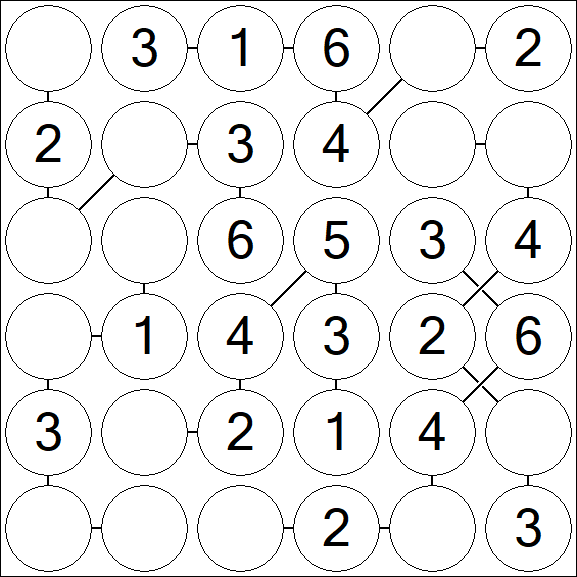 Chain Sudoku 6x6 - Simple