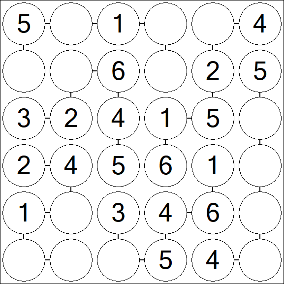 Chain Sudoku 6x6 - Simple