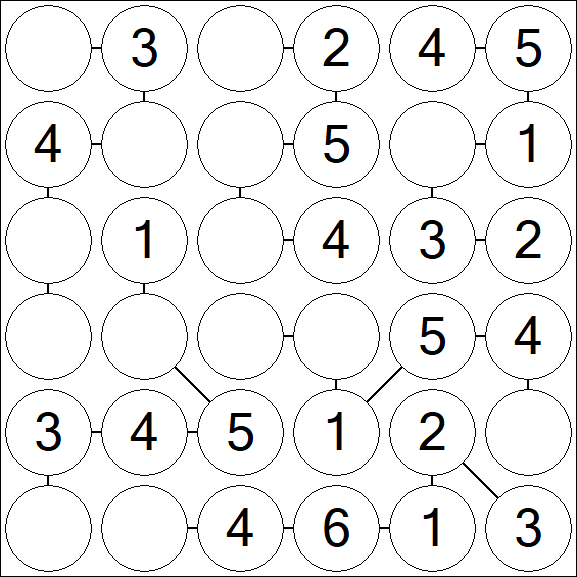 Chain Sudoku 6x6 - Simple