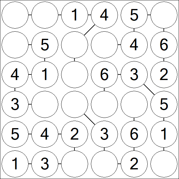 Chain Sudoku 6x6 - Simple