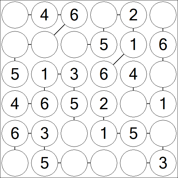 Chain Sudoku 6x6 - Simple