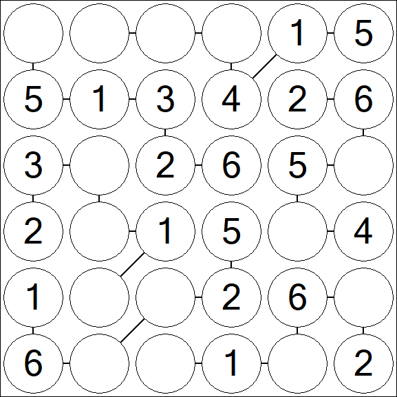 Chain Sudoku 6x6 - Simple