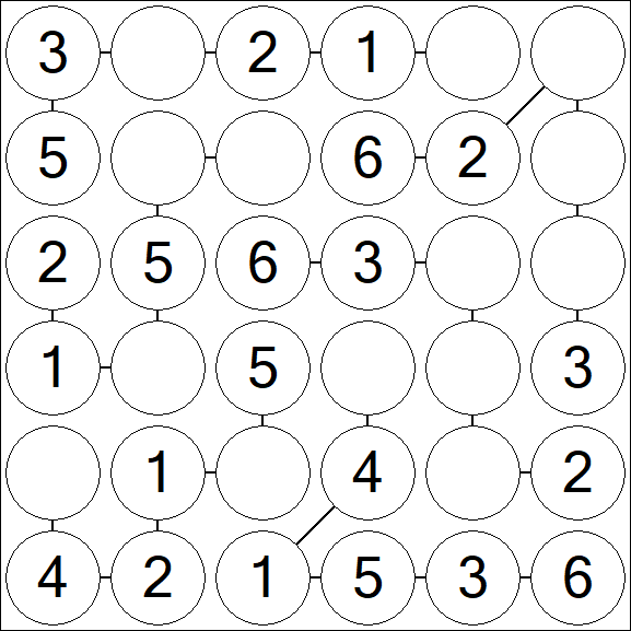 Chain Sudoku 6x6 - Simple