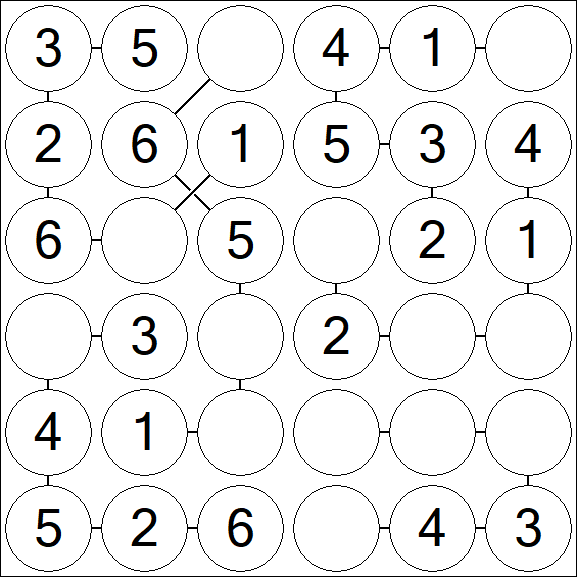 Chain Sudoku 6x6 - Simple