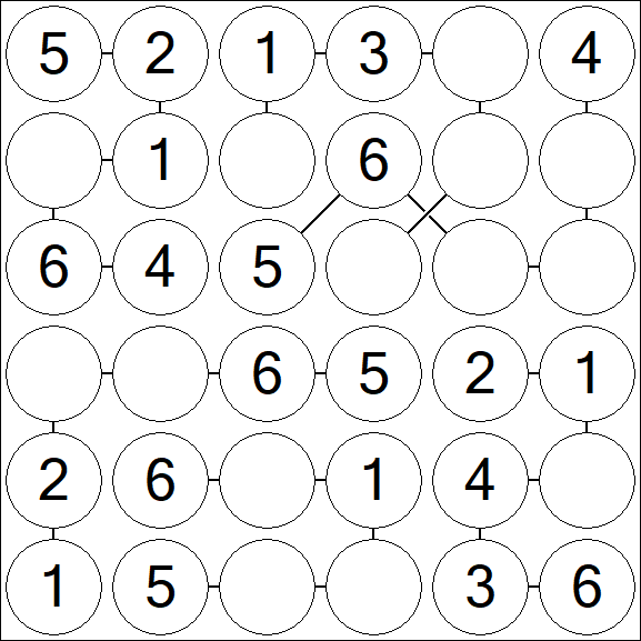 Chain Sudoku 6x6 - Simple