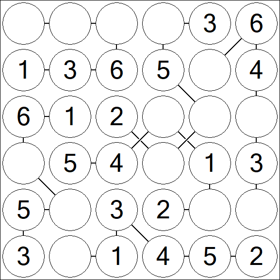 Chain Sudoku 6x6 - Simple