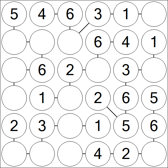 Chain Sudoku 6x6 - Simple