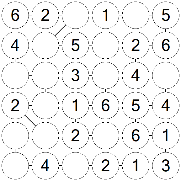 Chain Sudoku 6x6 - Simple