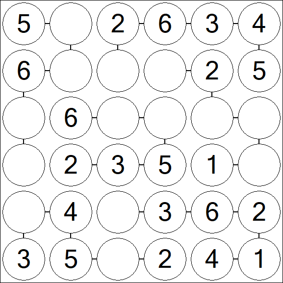 Chain Sudoku 6x6 - Simple