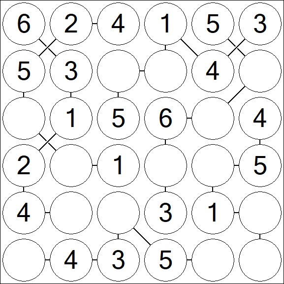 Chain Sudoku 6x6 - Fácil