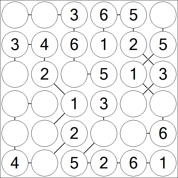 Chain Sudoku 6x6 - Fácil