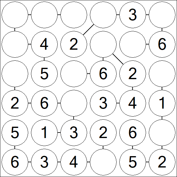 Chain Sudoku 6x6 - Fácil
