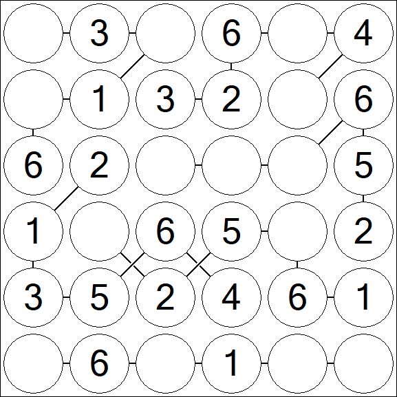 Chain Sudoku 6x6 - Simple