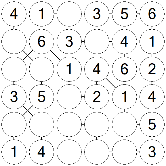 Chain Sudoku 6x6 - Simple